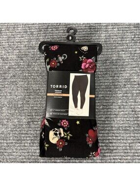 TORRID Skulls Flowers Hearts Pixxy Tattoo Icons Premium Legging NWT Size 3